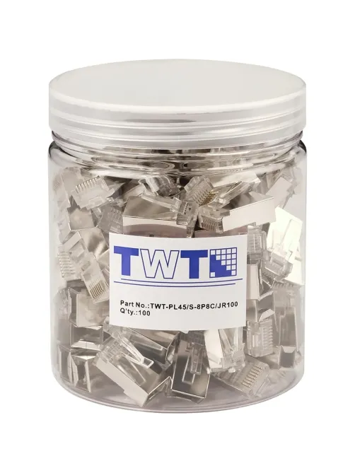Коннектор RJ45 TWT TWT-PL45/S-8P8C/JR100 STP 8P8C унив cat.5e 100шт/уп