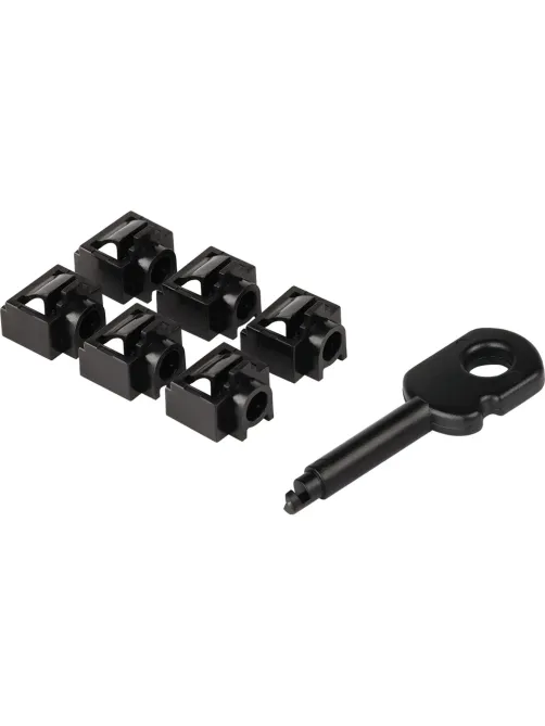 Вставка заглушек порта RJ-45 LANMASTER LAN-SEC45-PL-SET-BK 6шт/уп+ключ чер