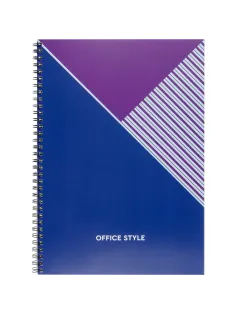 Бизнес-тетрадь А4,96л,обл.карт,греб,кл,Office Style,синяя