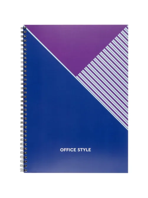 Бизнес-тетрадь А4,96л,обл.карт,греб,кл,Office Style,синяя