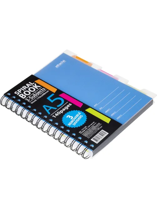 Бизнес-тетрадь 140л,кл,А5,SPIRAL BOOK Синий,евроспир,обл.пласт,раздел.84113