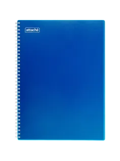 Бизнес-тетрадь А4,120л,гребень,обл.пластик,клетка, Attache Plastic, синий