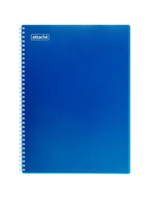 Бизнес-тетрадь А4,120л,гребень,обл.пластик,клетка, Attache Plastic, синий