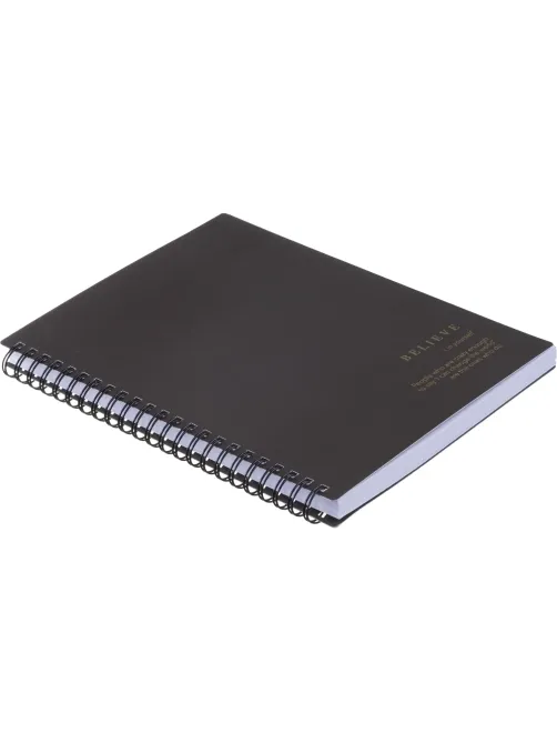 Бизнес-тетрадь, BS, А5, 120л., клетка, спираль. Believe, черный N4200