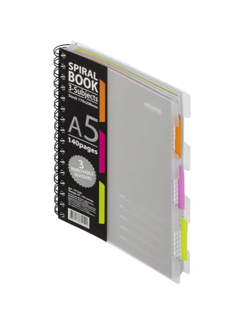 Бизнес-тетрадь 140л,кл,А5,SPIRAL BOOK Серый,евроспир,обл.пласт,раздел.84109