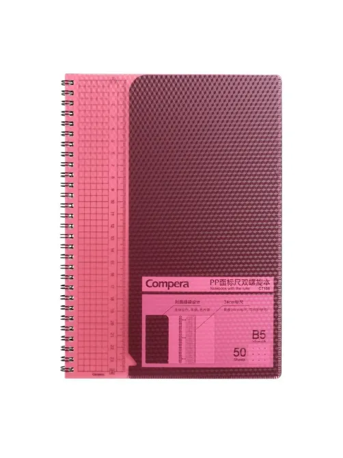 Бизнес-блокнот В5, в точку, 50л, со съемн. линейкой Comix C7108 RD красный