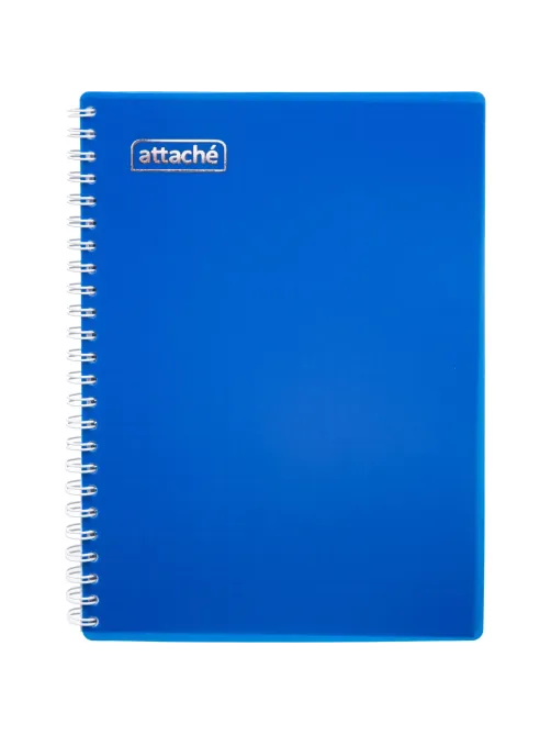 Бизнес-тетрадь А5-,96л,гребень,обл.пластик,клетка, Attache Plastic, синий
