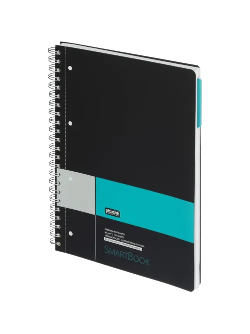 Бизнес-тетрадь SMARTBOOK А4 120л. клетка,спир,микроп,разд,карм,сер-бирюз