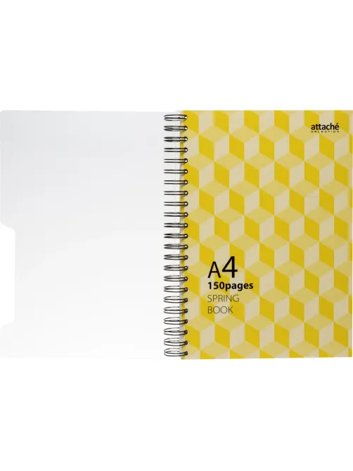 Бизнес-тетрадь А4,150л,кл,плас.спир.Attache Selection SPRING BOOK жел 84232