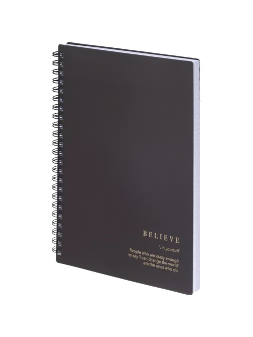 Бизнес-тетрадь, BS, А5, 120л., клетка, спираль. Believe, черный N4200
