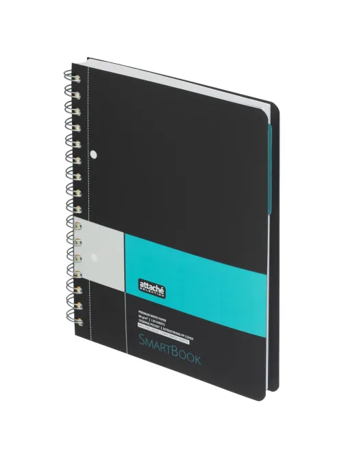 Бизнес-тетрадь SMARTBOOK А5 120л. клетка,спир,микроп,разд,карм,сер-бирюз