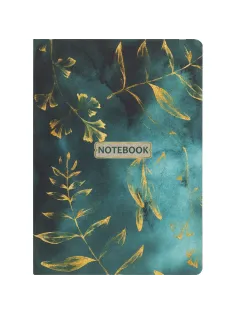 Бизнес-блокнот Floral А5 96л клетка,обл.тв.лам.картон, сшивка,резинка,зелен