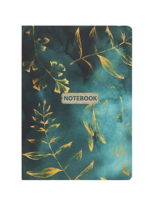 Бизнес-блокнот Floral А5 96л клетка,обл.тв.лам.картон, сшивка,резинка,зелен