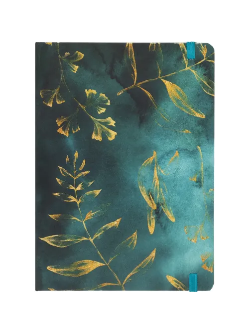 Бизнес-блокнот Floral А5 96л клетка,обл.тв.лам.картон, сшивка,резинка,зелен