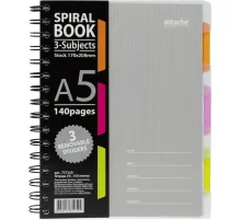 Бизнес-тетрадь 140л,кл,А5,SPIRAL BOOK Серый,евроспир,обл.пласт,раздел.84109