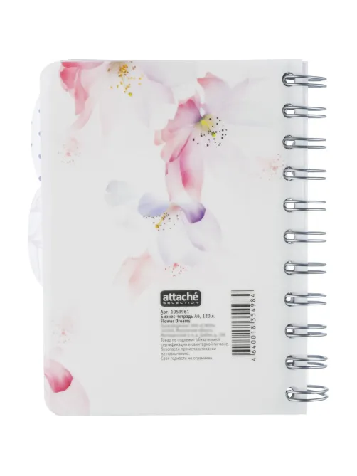 Бизнес-тетрадь А6,120л,кл,спир,пласт Attache Selection Flower Dreams 876753