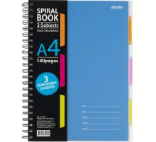 Бизнес-тетрадь 140л,кл,А4,SPIRAL BOOK Синий,евроспир,обл.пласт,раздел.84101