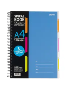 Бизнес-тетрадь 140л,кл,А4,SPIRAL BOOK Синий,евроспир,обл.пласт,раздел.84101