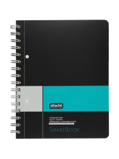 Бизнес-тетрадь SMARTBOOK А5 120л. клетка,спир,микроп,разд,карм,сер-бирюз
