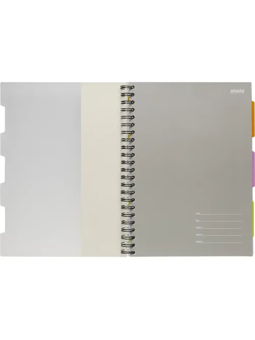 Бизнес-тетрадь 140л,кл,А4,SPIRAL BOOK Серый,евроспир,обл.пласт,раздел.84103