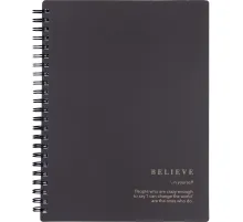 Бизнес-тетрадь, BS, А5, 120л., клетка, спираль. Believe, черный N4200