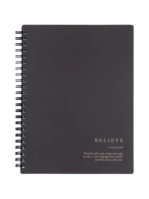 Бизнес-тетрадь, BS, А5, 120л., клетка, спираль. Believe, черный N4200