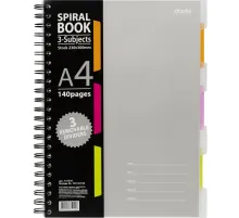 Бизнес-тетрадь 140л,кл,А4,SPIRAL BOOK Серый,евроспир,обл.пласт,раздел.84103