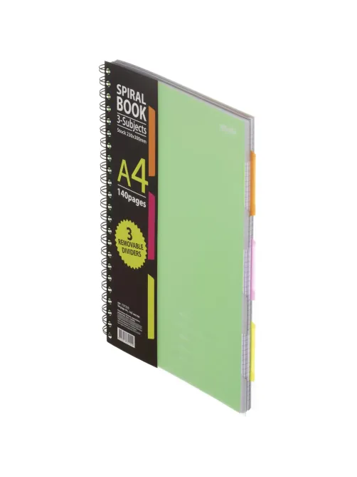 Бизнес-тетрадь 140л,кл,А4,SPIRAL BOOK Салатовый,евросп,обл.пл,раздел.84102