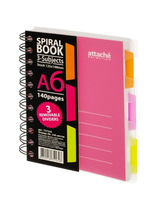 Бизнес-тетрадь 140л,кл,А6,SPIRAL BOOK Розовый,евроспир,обл.пласт,разд.84117