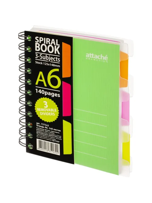 Бизнес-тетрадь 140л,кл,А6,SPIRAL BOOK Салатовый,евросп,обл.пл,раздел.84114