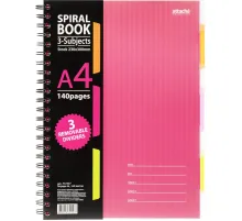 Бизнес-тетрадь 140л,кл,А4,SPIRAL BOOK Розовый,евроспир,обл.пласт,разд.84105