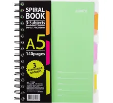 Бизнес-тетрадь 140л,кл,А5,SPIRAL BOOK Салатовый,евросп,обл.пл,раздел.84108