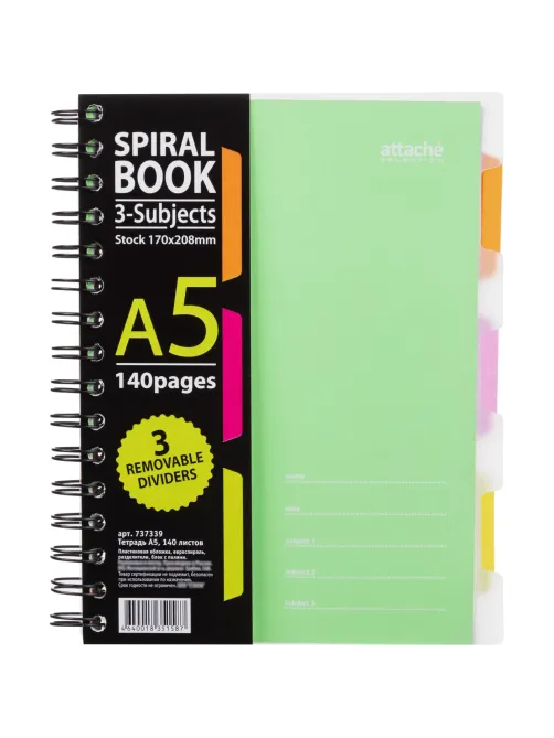 Бизнес-тетрадь 140л,кл,А5,SPIRAL BOOK Салатовый,евросп,обл.пл,раздел.84108