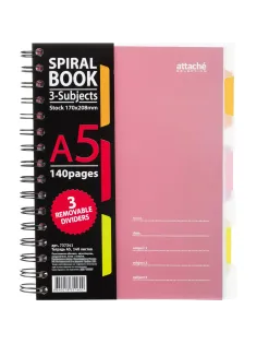 Бизнес-тетрадь 140л,кл,А5,SPIRAL BOOK Розовый,евроспир,обл.пласт,разд.84111