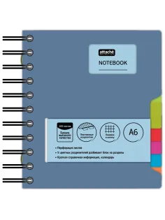 Бизнес-блокнот А6 200л кл,греб Attache Selection Office book синий металлик