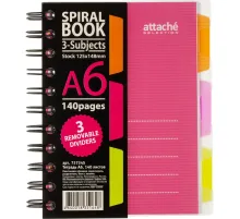 Бизнес-тетрадь 140л,кл,А6,SPIRAL BOOK Розовый,евроспир,обл.пласт,разд.84117