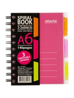 Бизнес-тетрадь 140л,кл,А6,SPIRAL BOOK Розовый,евроспир,обл.пласт,разд.84117