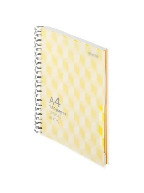 Бизнес-тетрадь А4,150л,кл,плас.спир.Attache Selection SPRING BOOK жел 84232
