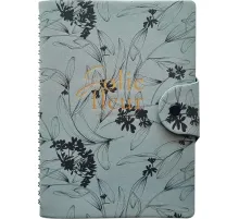 Бизнес-тетрадь Infolio 14x20см 96л клетка спираль Цветы, серый I1771/grey
