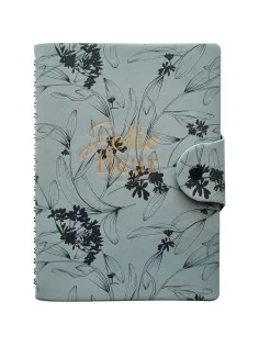 Бизнес-тетрадь Infolio 14x20см 96л клетка спираль Цветы, серый I1771/grey