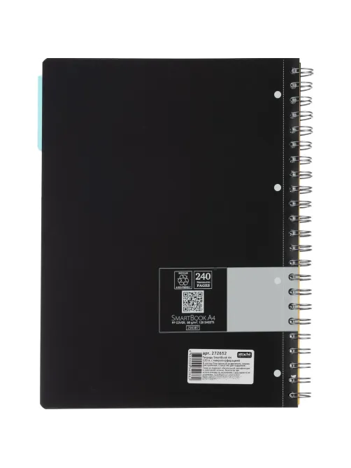 Бизнес-тетрадь SMARTBOOK А4 120л. клетка,спир,микроп,разд,карм,сер-бирюз