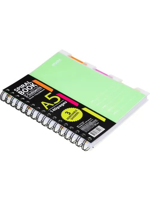 Бизнес-тетрадь 140л,кл,А5,SPIRAL BOOK Салатовый,евросп,обл.пл,раздел.84108