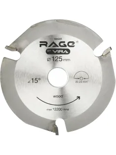 Диск пильный по дереву для УШМ VIRA RAGE, d125х22.2мм, 3 зуба (594225)