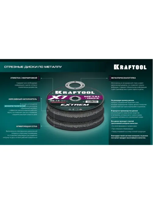 Диск отрезной KRAFTOOL X7-EXTREM RAIL по Ж/Д рельсам 350 мм, 36258-350-4.0