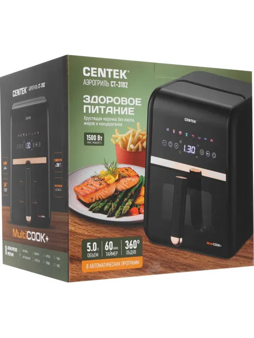 Аэрогриль Centek CT-3102,5л,1500Вт, сенсорное управление, таймер 60мин