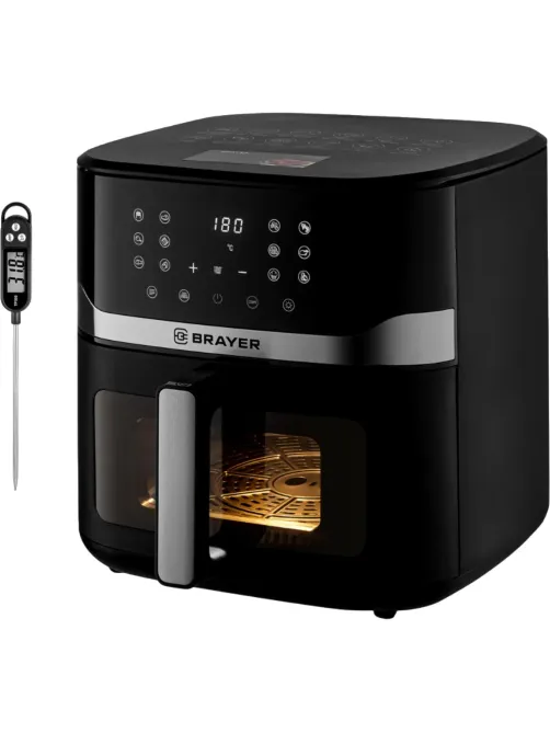 Аэрогриль BRAYER 2040BR,1800Вт,10л,t.200С,съем.реш,таймер,LCD-дисп,12прогр