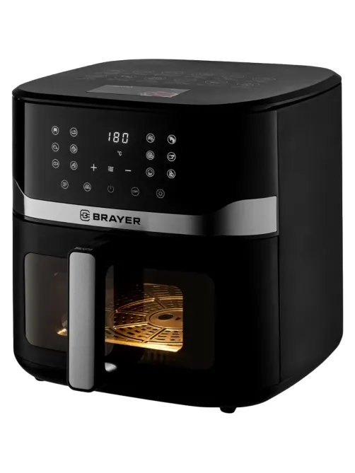 Аэрогриль BRAYER 2040BR,1800Вт,10л,t.200С,съем.реш,таймер,LCD-дисп,12прогр