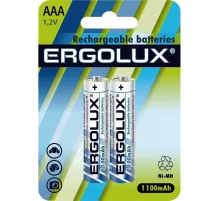 Аккумулятор Ergolux AAA-1100mAh Ni-Mh 2шт/бл(NHAAA1100BL2,1.2В)(12446)