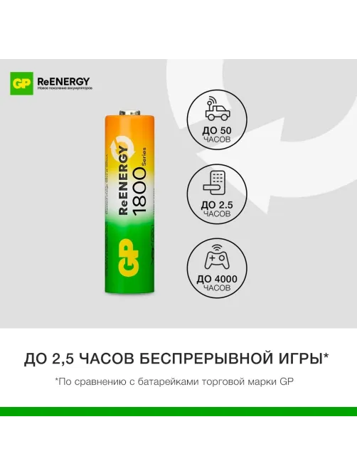 Аккумулятор GP 1800mAh АА 180AAHC-2DECRC2/ 180AAHCRGY-2CRC82 бл/2шт