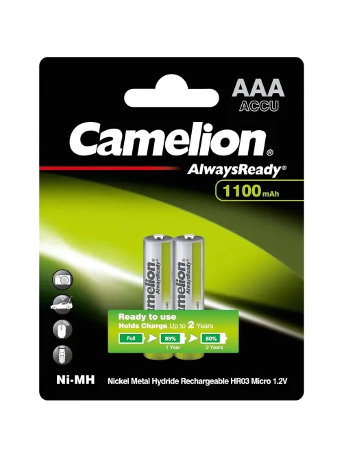 Аккумулятор Camelion Always Ready AAA 2шт/бл(NH-AAA1100BP2,1.2В) (15037)